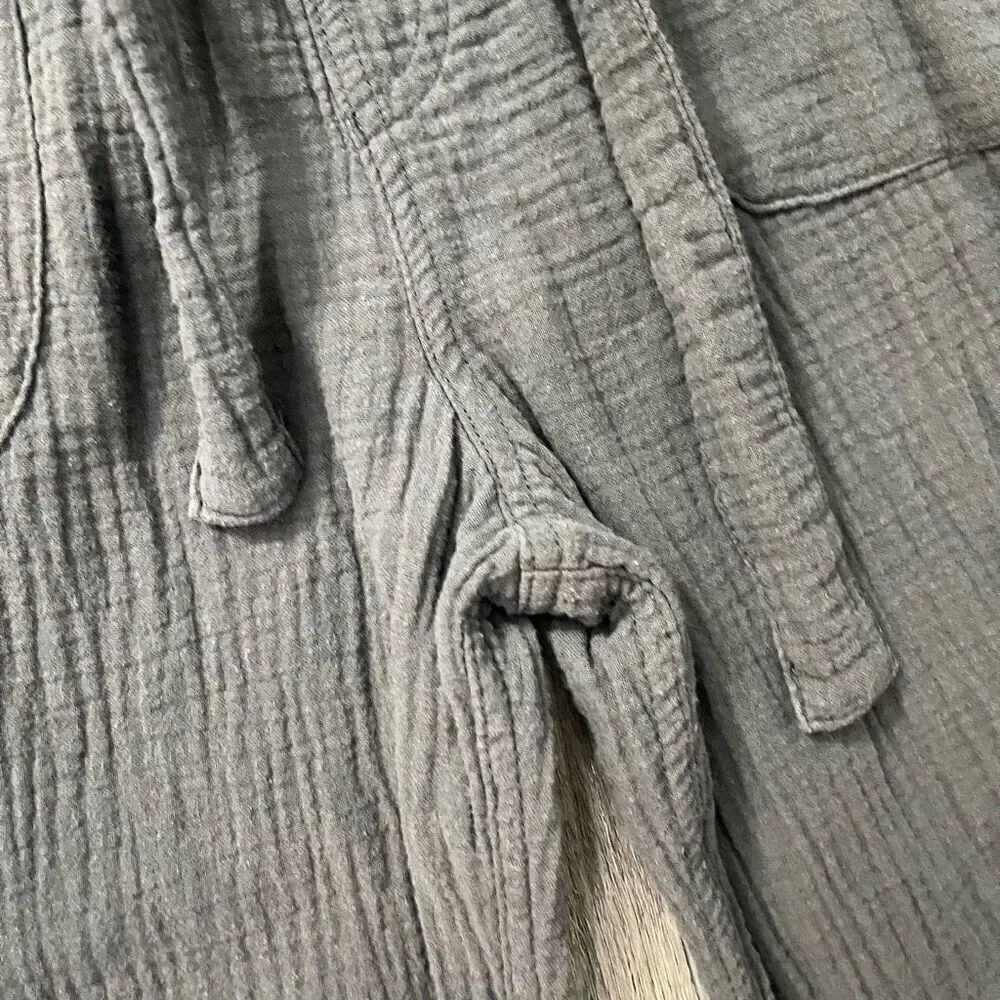 Cat & Jack Girls Gray Cotton Gauze Jogger Pants Size 6/6X Belted Pull-On Casual